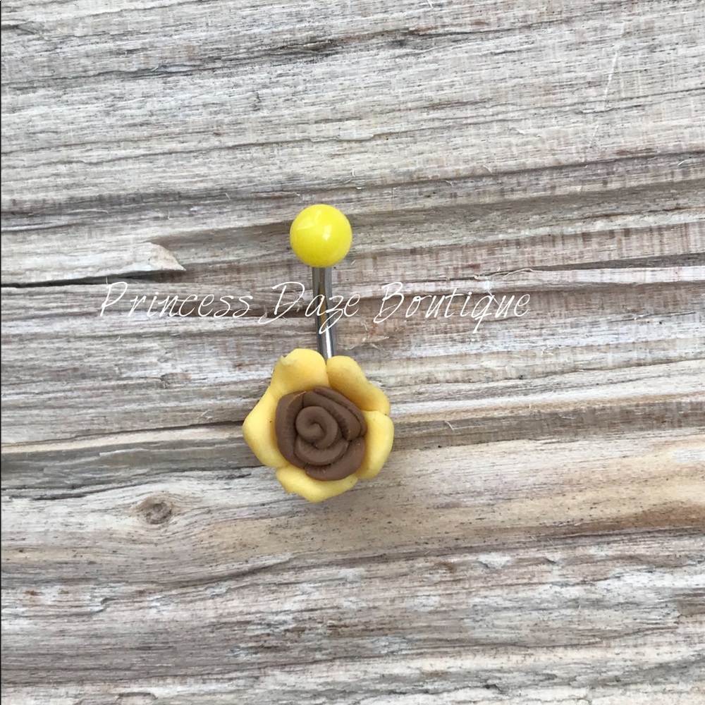 Yellow Flower Belly Button Ring